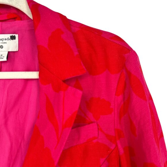 Kate Spade X Target Classic Rose Linen Blazer Fuchsia Pink Red Size Medium - Picture 3 of 14